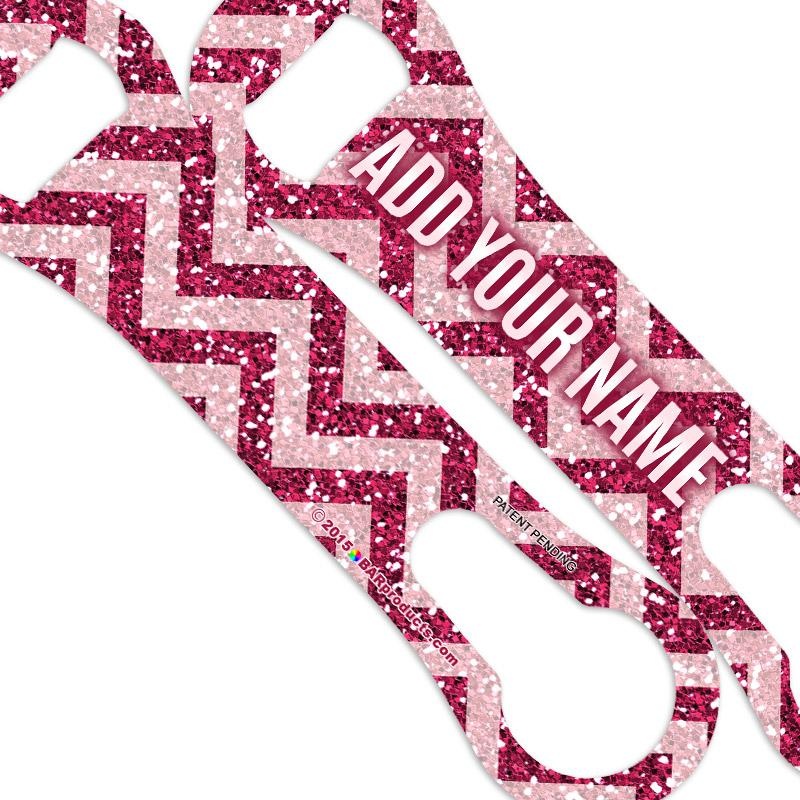 Pink Glitter ZigZag V-Rod Bottle Opener – ADD YOUR NAME