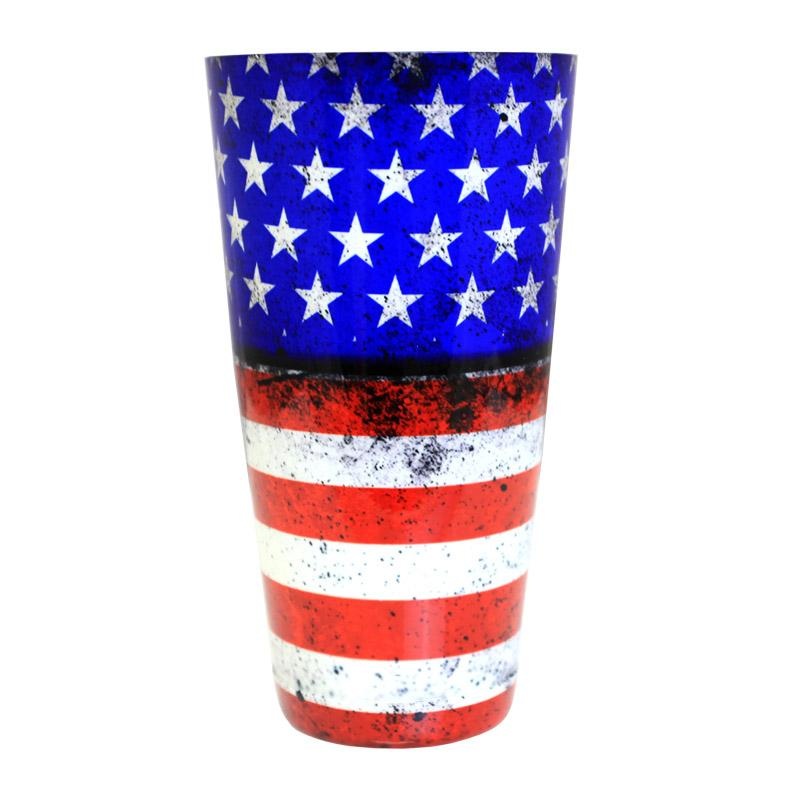 Printed Cocktail Shaker Tin – Grungy US Flag – 28 ounce Weighted