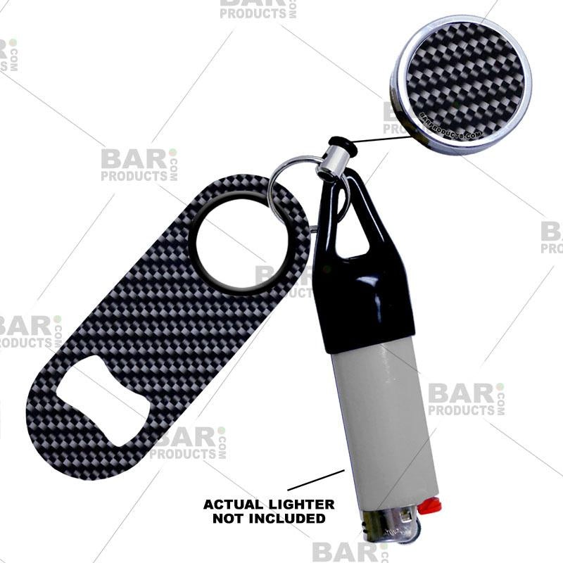 Retractable Reel, Mini Bottle Opener and Lighter Leash Clug SET – Carbon Fiber