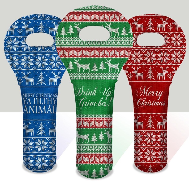 Ugly Christmas Sweater Series Wine Totes – Several Design Options