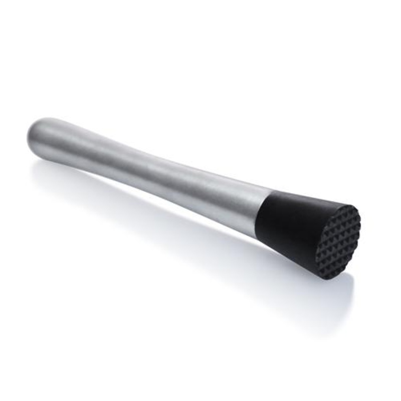 BarConic Thick Stainless Steel w/ Black Tenderized Head Muddler – 8 Long