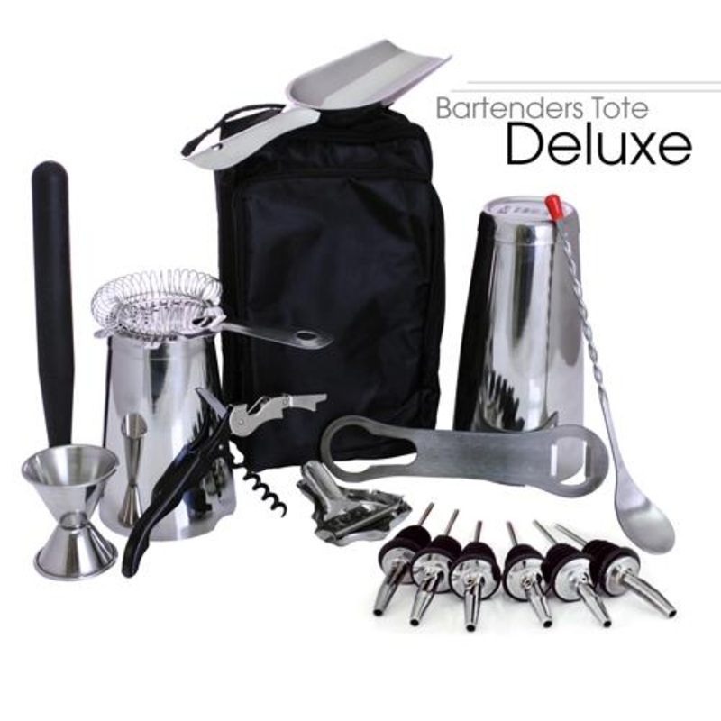 Bartender’s Tote DELUXE  Stainless Steel  17 Piece Set