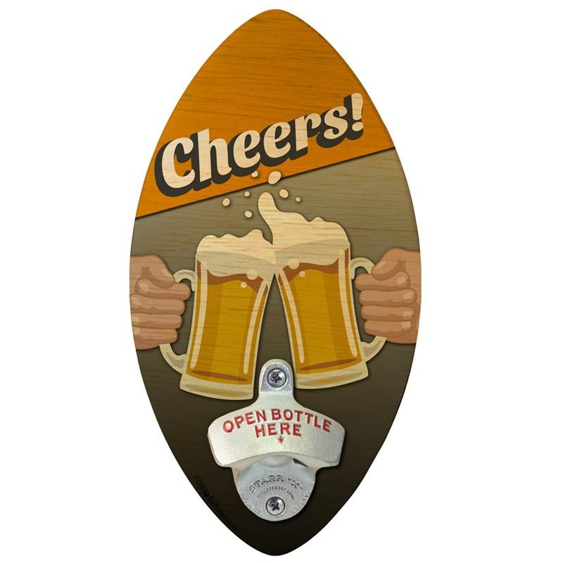 Cheers Football Shaped Wall Bottle Opener