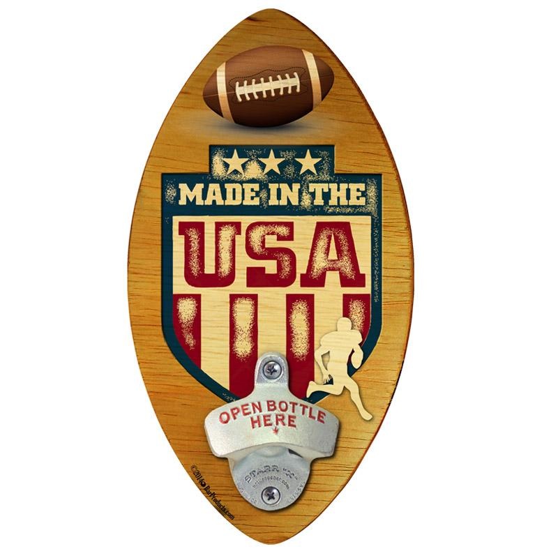 Made in USA Football Shaped Wall Bottle Opener