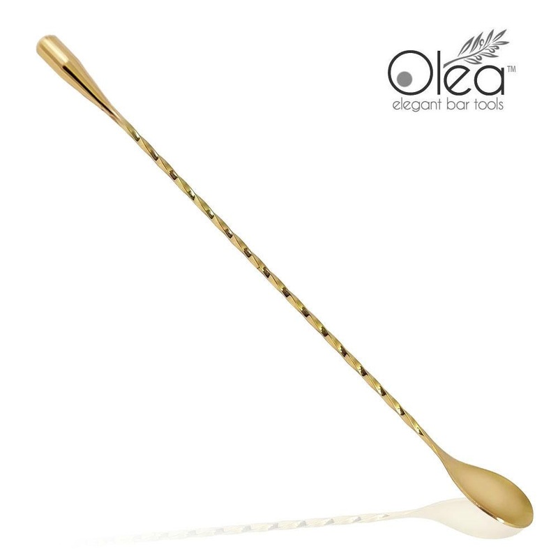 Olea Bar Spoon – Gold Plated with Weighted Tip (30cm)