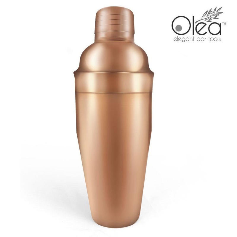 Olea Copper Plated 3-Piece Cocktail Shaker Deluxe – 24 ounce