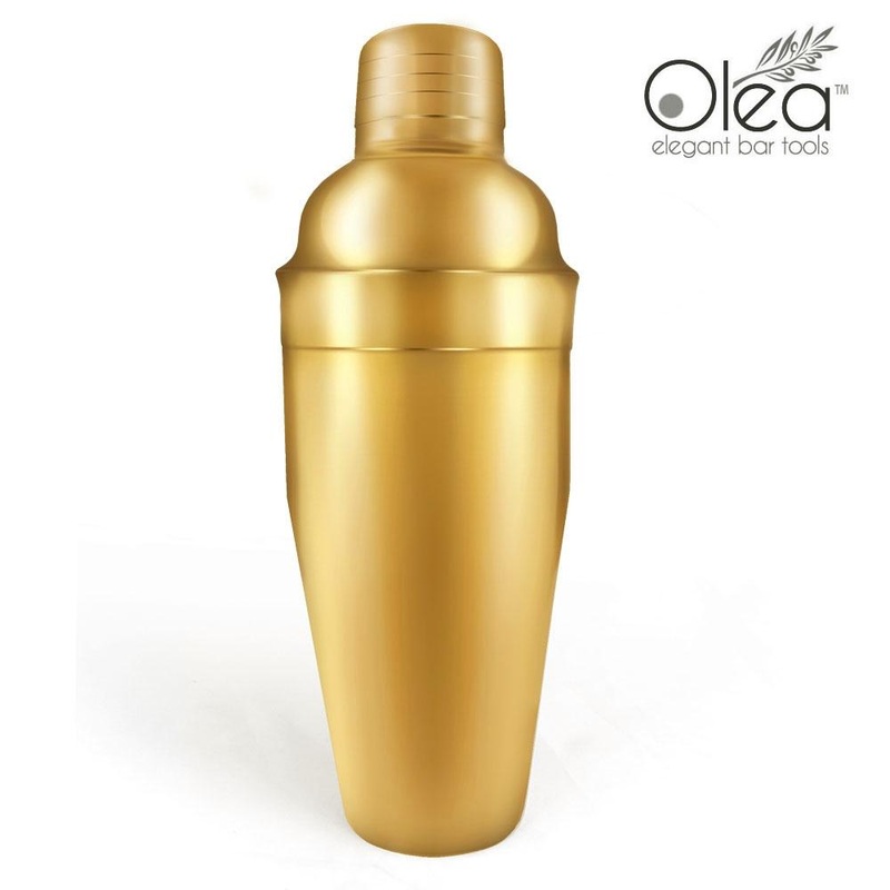 Olea Gold Plated 3-Piece Cocktail Shaker Deluxe – 24 ounce