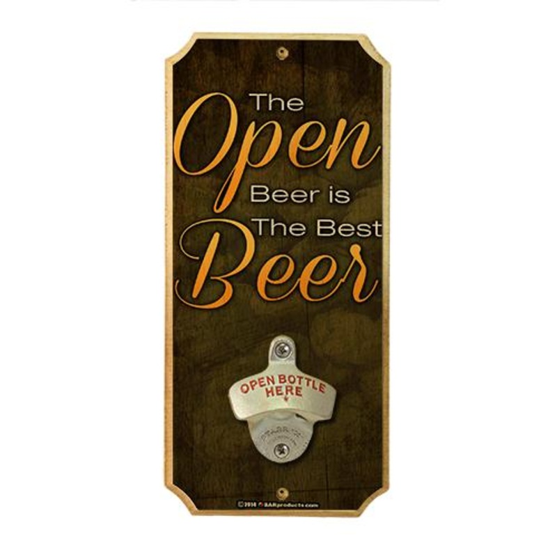 Open Beer – Wall Mounted Wood Plaque Bottle Opener