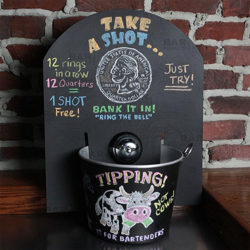 QuarterBackBoard Tip Jar Chalk Backboard with Bell