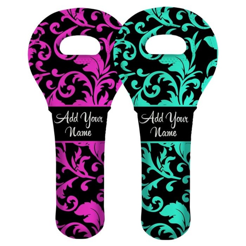 Wine Totes – Floral Pattern – ADD YOUR NAME