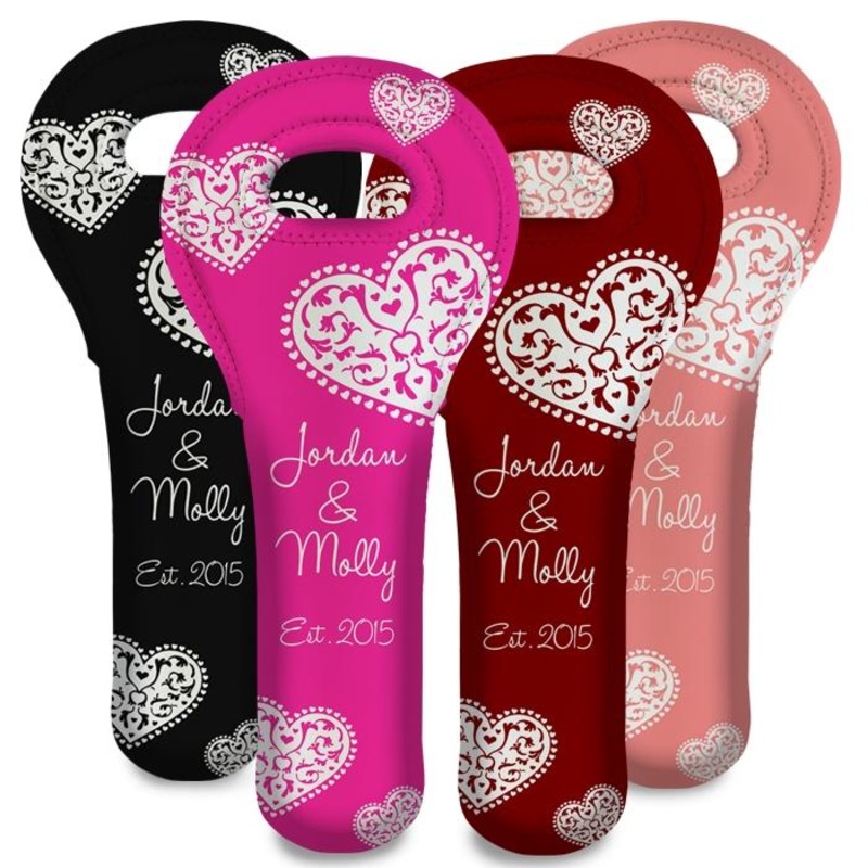 Wine Totes – Heart Pattern – ADD YOUR NAME