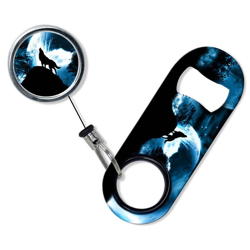 Wolf Mini Bottle Opener with Retractable Reel