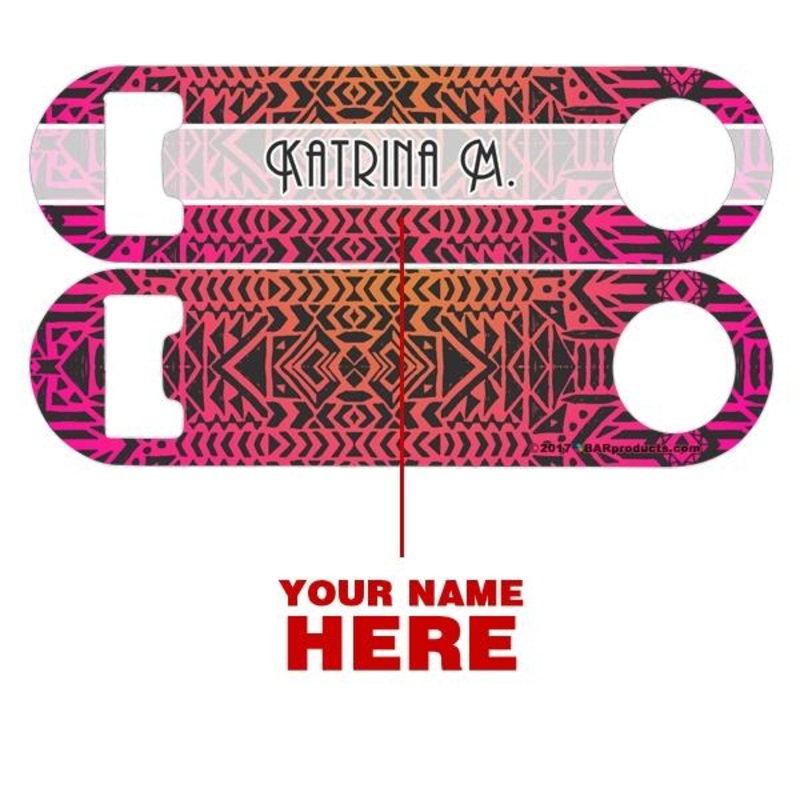 Add Your Name – Skinny Mini Bottle Opener – Boho Aztec