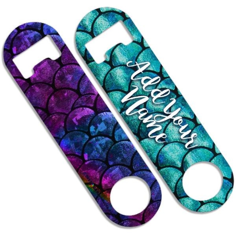 Add Your Name – Skinny Mini Bottle Opener – Mermaid Scales