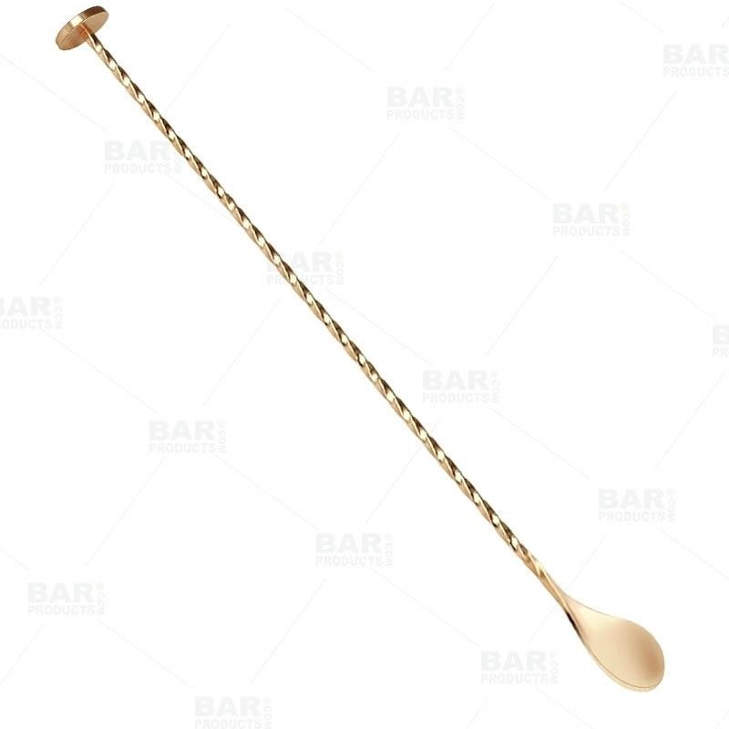 BarConicProfessional Grade – Gold Plated Bar Spoon w/ Muddler Tip – 40cm