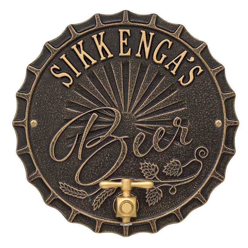 Cast Aluminum Plaque (and Bottle Opener) – Bottle Cap Brew Design – CUSTOMIZABLE