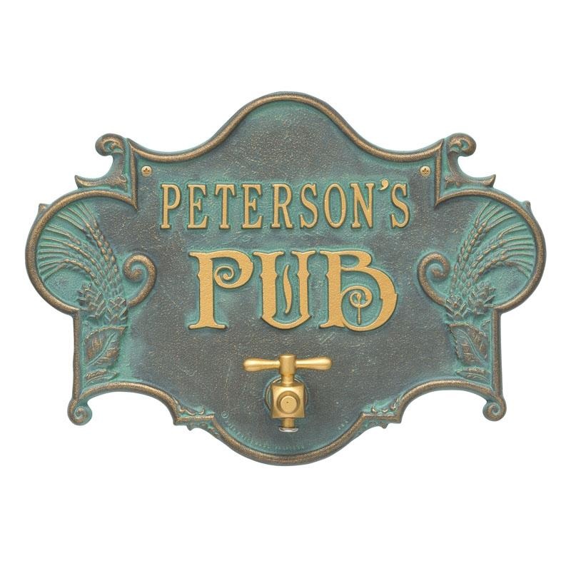 Cast Aluminum Plaque (and Bottle Opener) – Hops and Barley Beer Pub Design – CUSTOMIZABLE