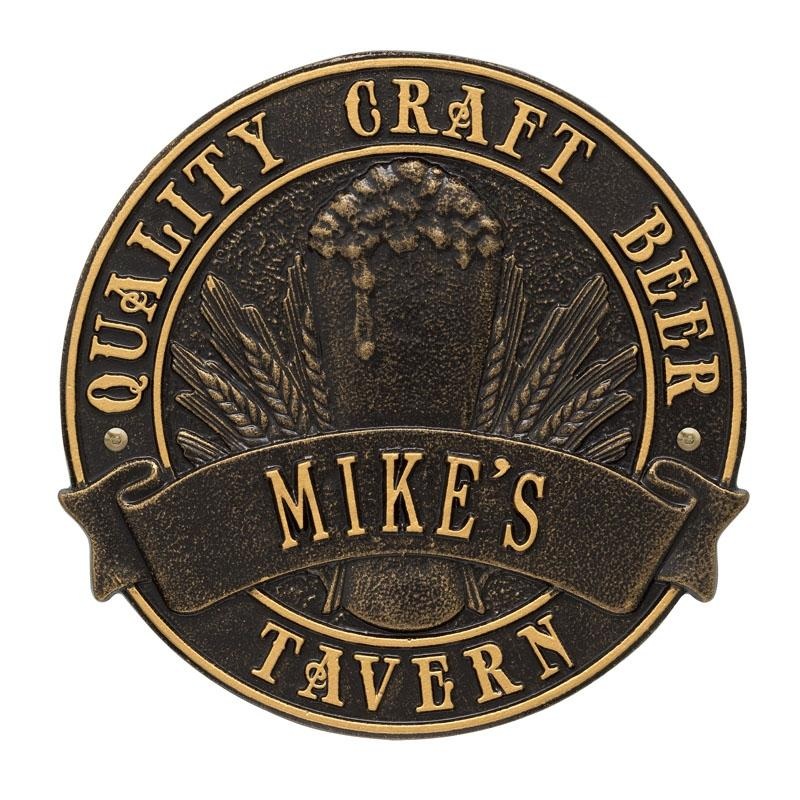 Cast Aluminum Plaque – Round Quality Craft Beer – CUSTOMIZABLE