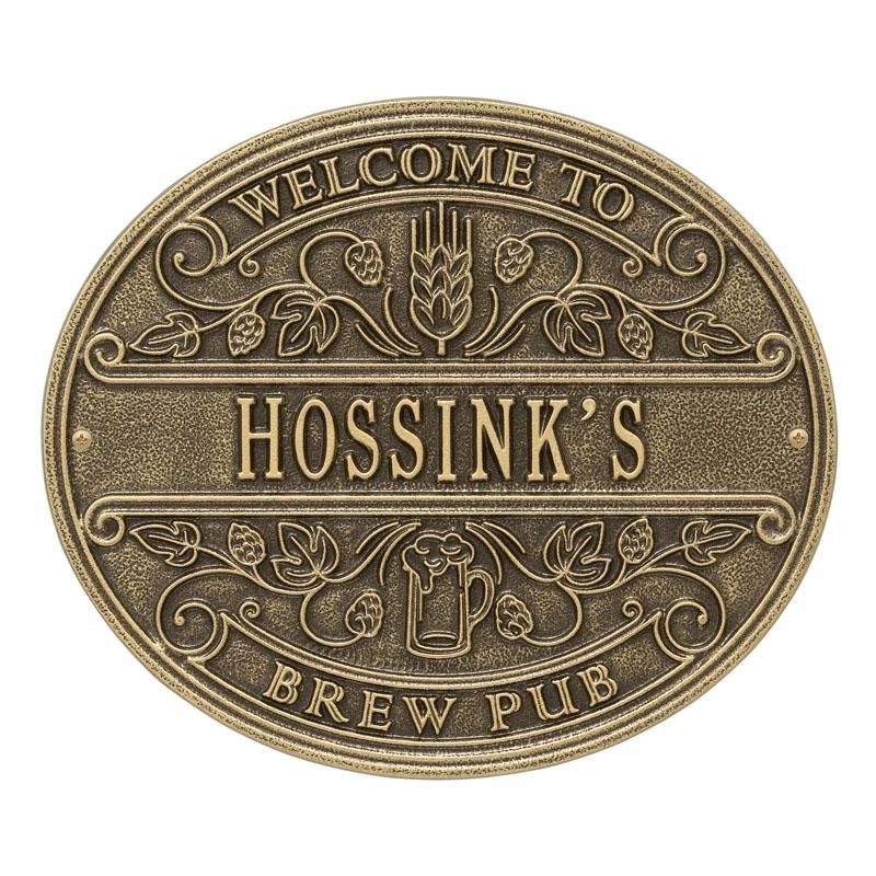Cast Aluminum Plaque – Welcome Brew Pub – CUSTOMIZABLE