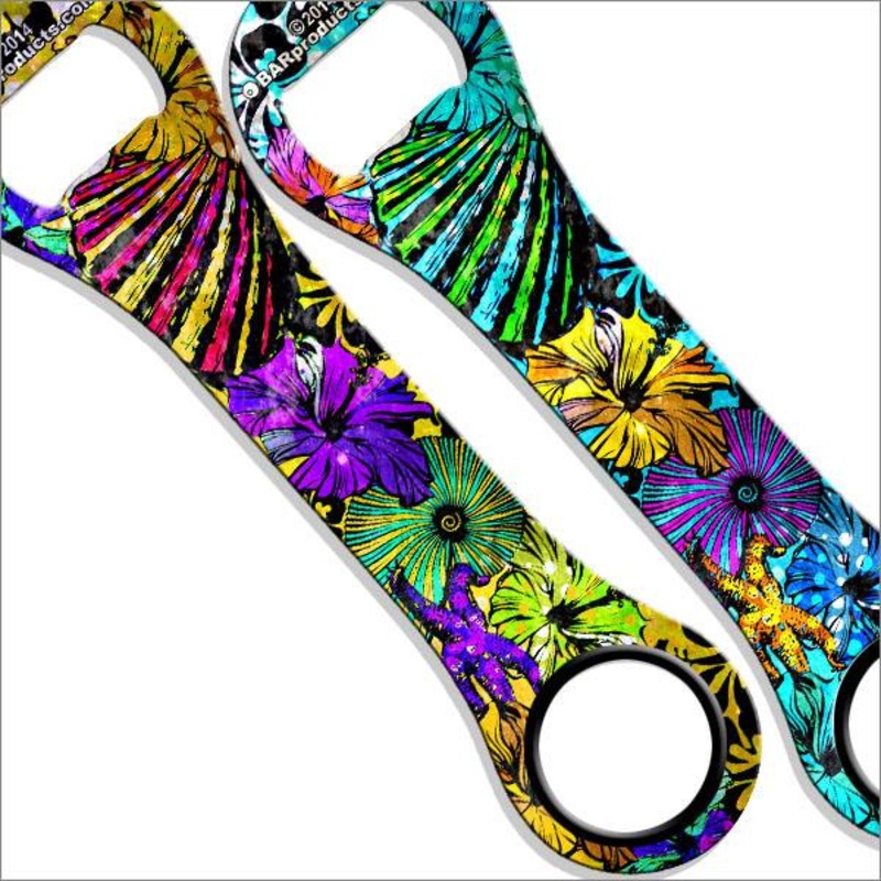 Colorful Sea Shells Kolorcoat Dog Bone Bottle Opener