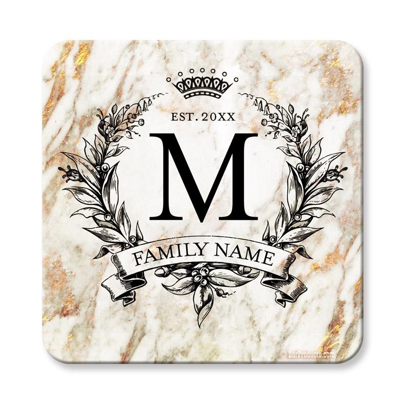 CUSTOMIZABLE Marble Monogram – Cork Bottom Coaster