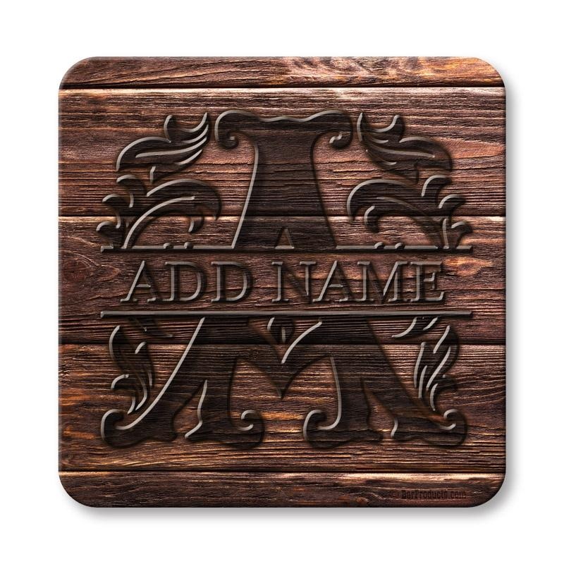 CUSTOMIZABLE Wood Monogram Letter – Cork Bottom Coaster