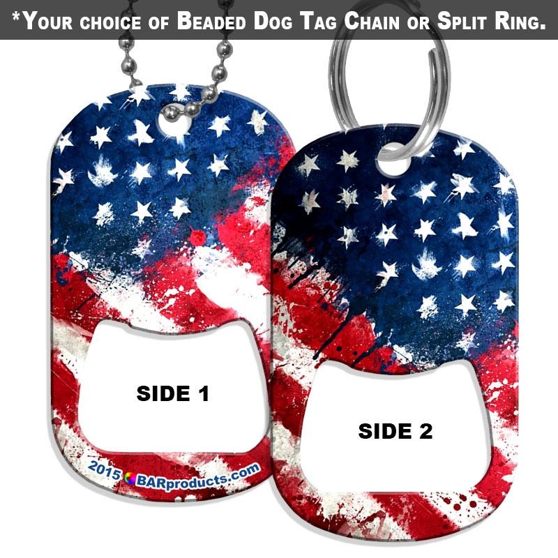 Dog Tag Bottle Opener – Grunge US. Flag