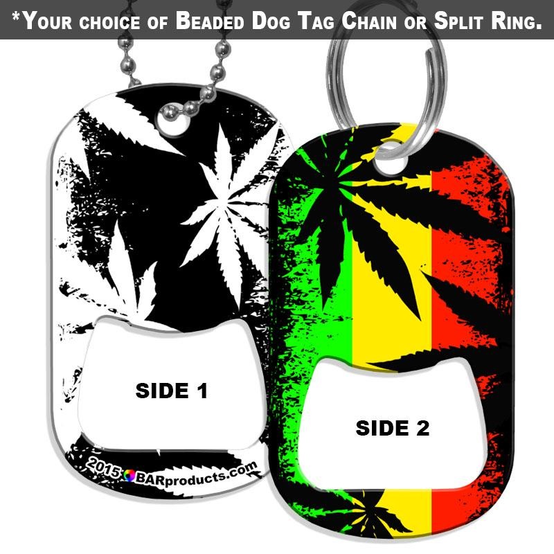 Dog Tag Bottle Opener – Rasta|Ball Chain – 23.75in|Split Ring – 28MM