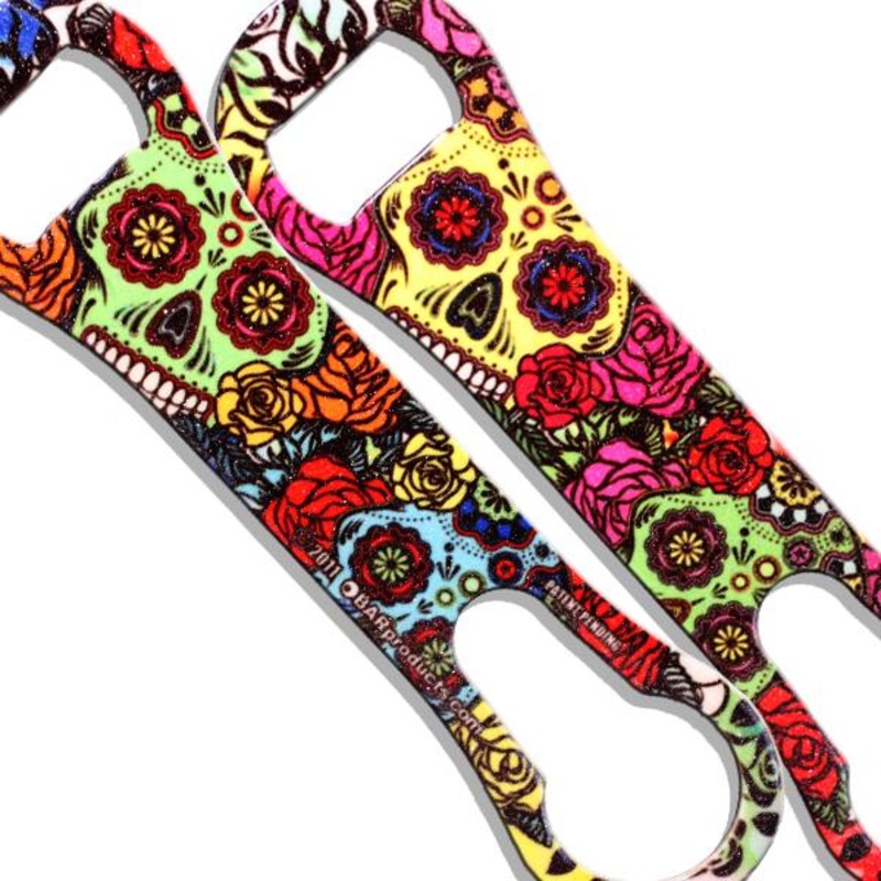 Glitter Sugar Skulls V-Rod Bottle Opener