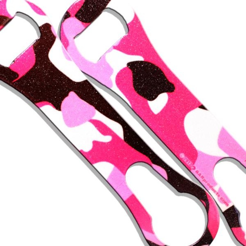 Pink Camo Glitter V-Rod Bottle Opener