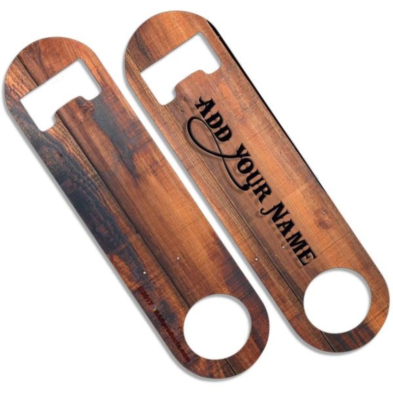 Add Your Name – Skinny Mini Bottle Opener – Burnt Wood