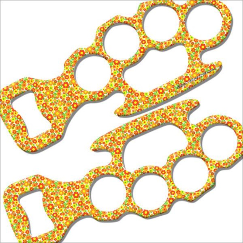 Orange Floral Kolorcoat Knuckle Buster Bottle Opener
