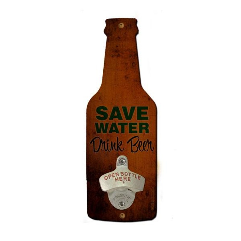 Save Water, Drink Beer Beer Shaped Wall Bottle Opener