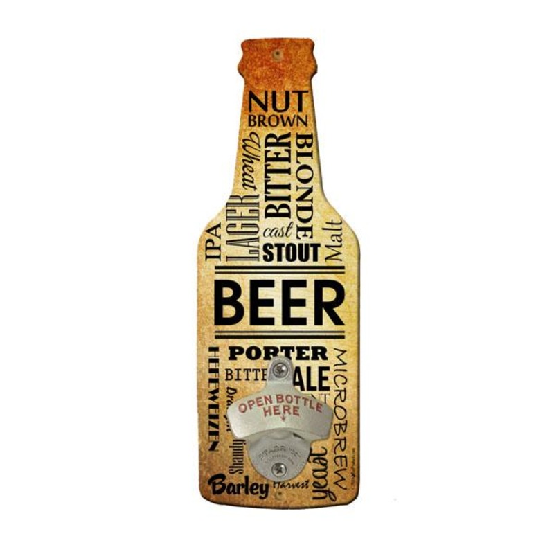 Word Collage- Beer Shaped Wall Bottle Opener