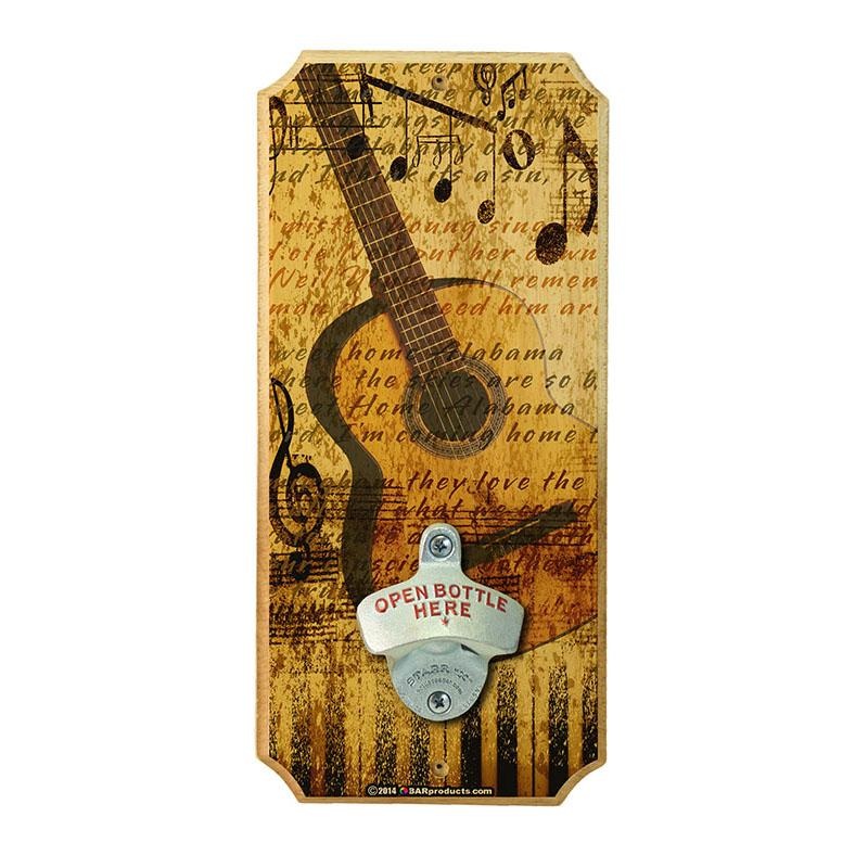 Acoustic Guitar – Wall Mounted Wood Plaque Bottle Opener