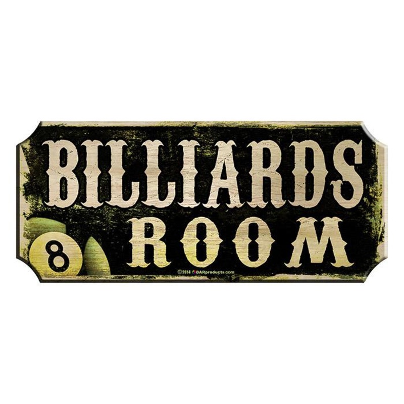 Billiards Room  Wood Plaque Kolorcoat Bar Sign