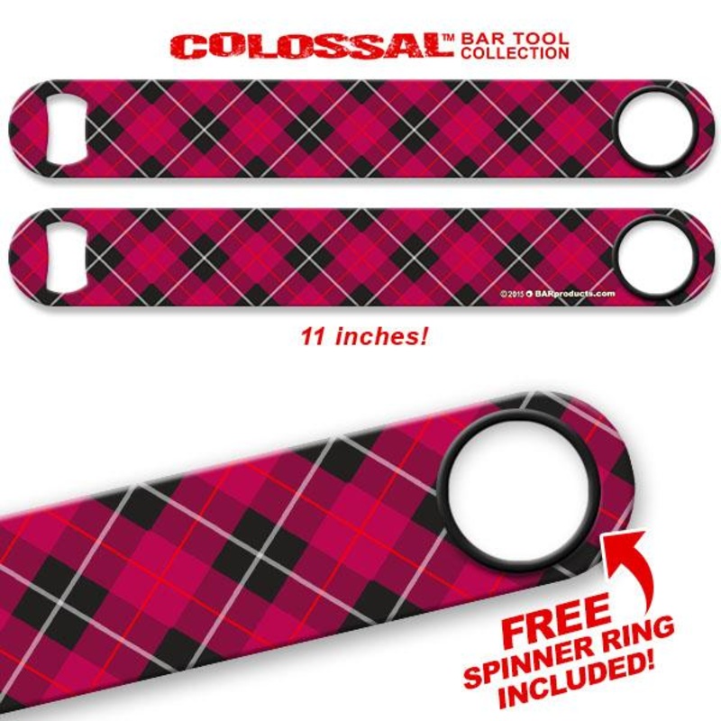 Black / Pink Plaid Kolorcoat 11 Long COLOSSAL Speed Bottle Opener
