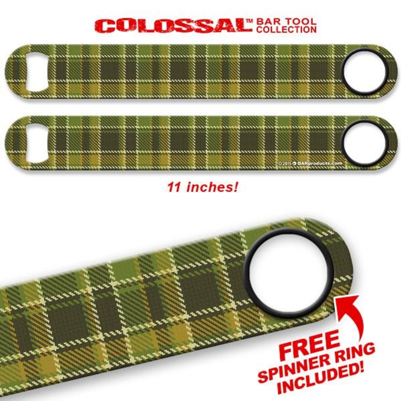 Green Plaid Kolorcoat 11 Long COLOSSAL Speed Bottle Opener