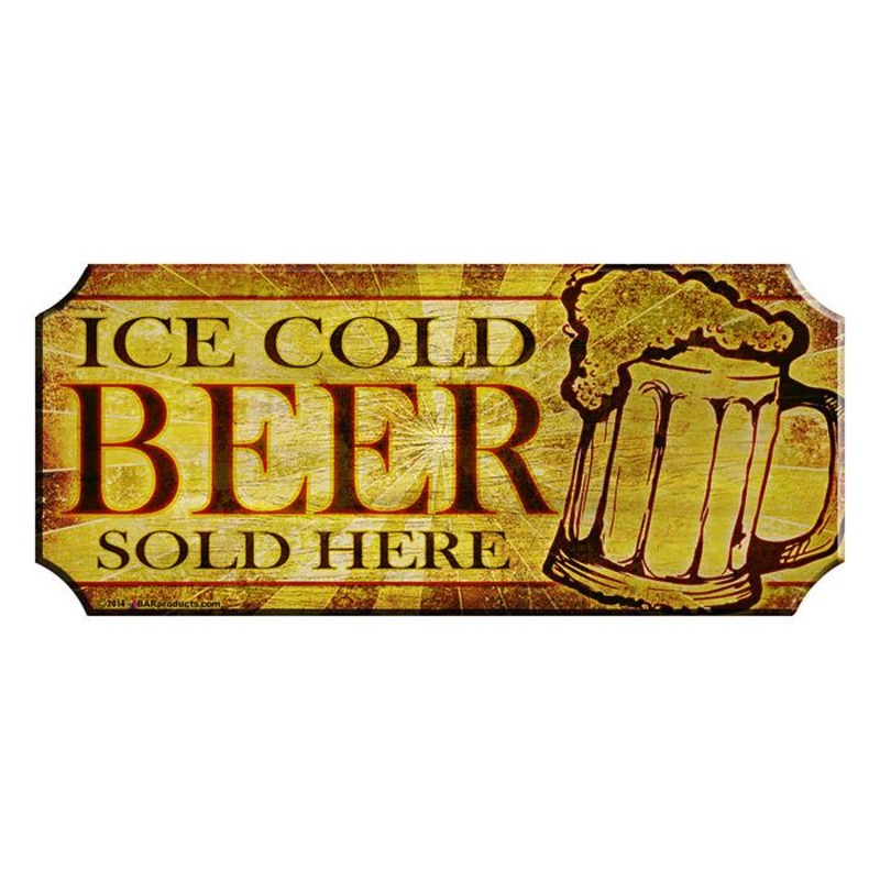 Ice Cold Beer – Wood Plaque Kolorcoat Bar Sign