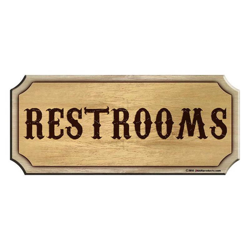 RESTROOMS – Wood Plaque Kolorcoat Bar Sign