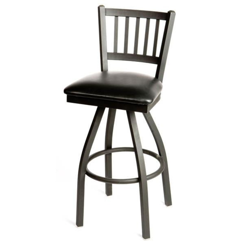 Verticalback Swivel Bar Stool|Black Vinyl Seat|Buckskin Vinyl Seat|Espresso Vinyl Seat|Red Vinyl Seat|Wine Vinyl Seat|Natural Wood Seat|Mahogany Wood Seat|Cherry Wood Seat|Walnut Wood Seat|Black Wood Seat