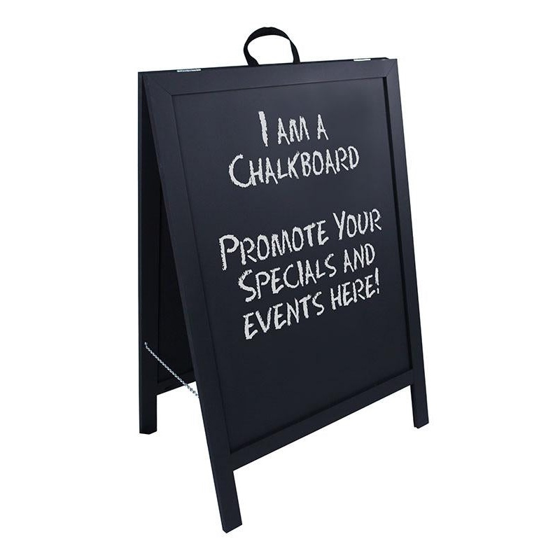 A-Frame Sidewalk Chalkboard Sign  Double Sided – Black Wood Frame