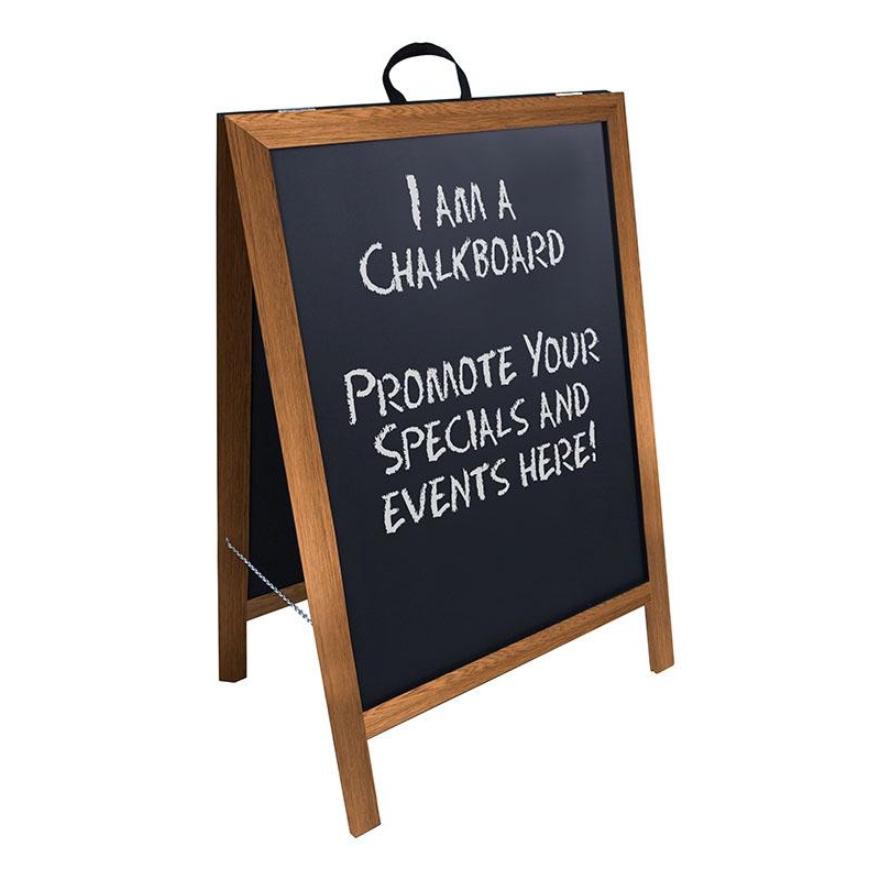 A-Frame Sidewalk Chalkboard Sign  Double Sided – Stained Wood Frame