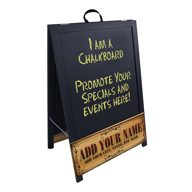 ADD YOUR NAME A-Frame Sidewalk Chalkboard Sign  Double Sided – Wood Finish Options – Design 1