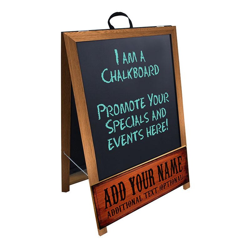 ADD YOUR NAME A-Frame Sidewalk Chalkboard Sign  Double Sided – Wood Finish Options – Design 2