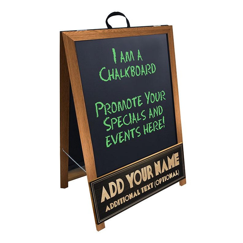 ADD YOUR NAME A-Frame Sidewalk Chalkboard Sign  Double Sided – Wood Finish Options – Design 3