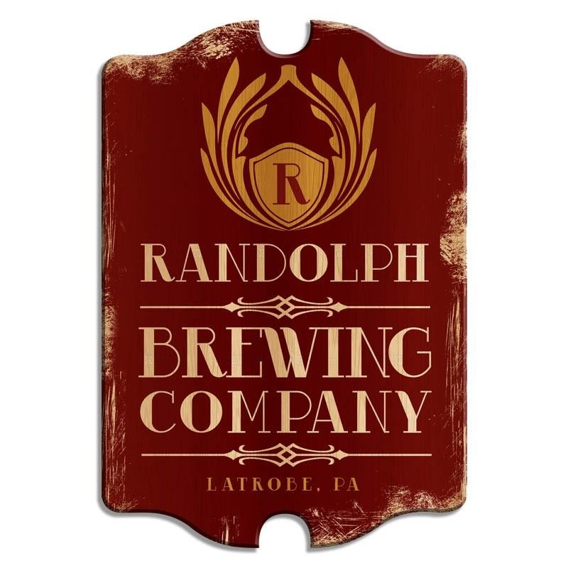Brewing Company (Red) – Custom Tavern Shaped Wood Bar Sign