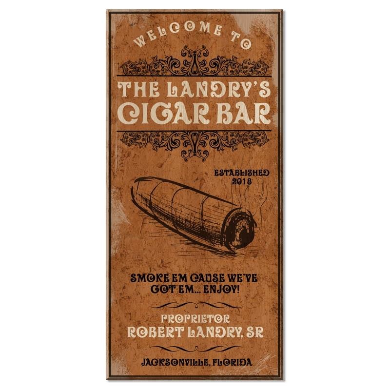 Cigar Bar – CUSTOMIZABLE Large Vintage Wooden Bar Sign – 11 3/4 x 23 3/4