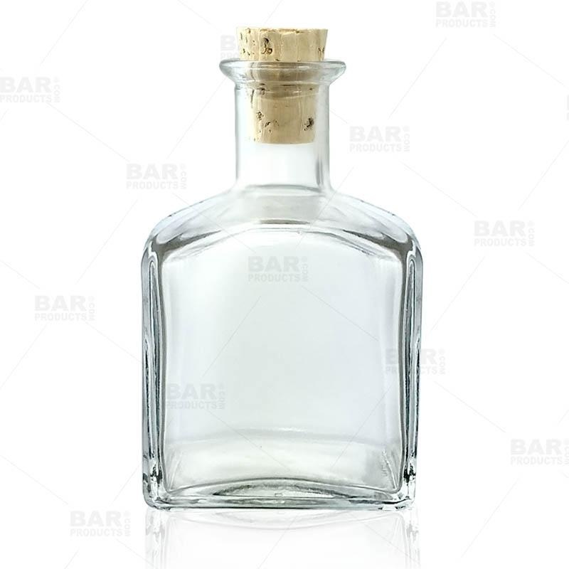 Craft Bartending Bottle with Cork – Square Shaped – 7 ounce