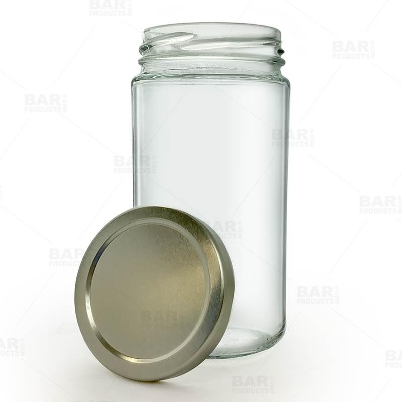 Craft Bartending Jar with Gold Lid – Tall Clear – 12 ounce